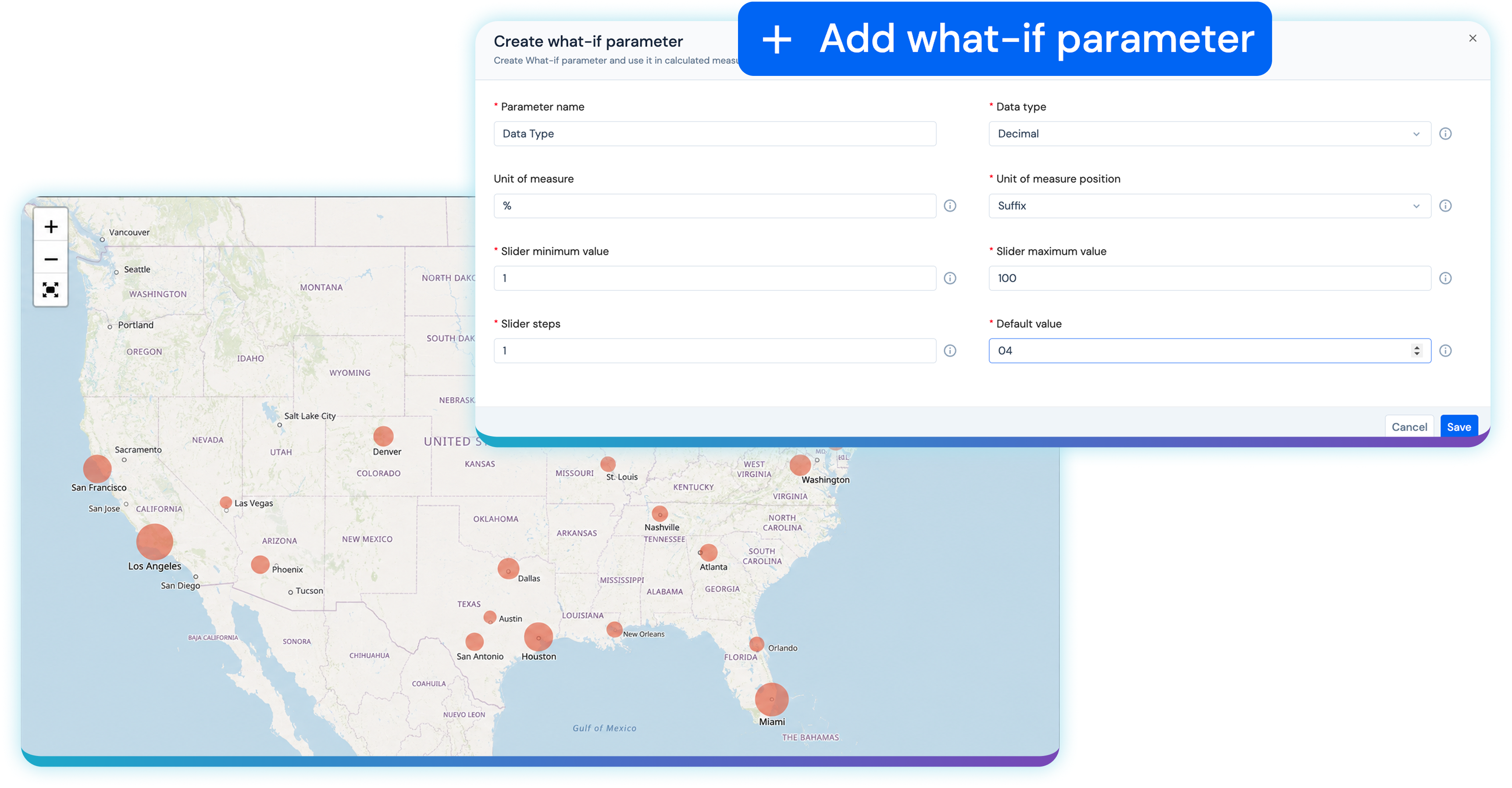 Lumenore Insights what-if analysis, scenarios and benchmark comparison view